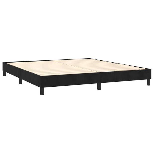 vidaXL Boxspring met matras fluweel zwart 180x200 cm