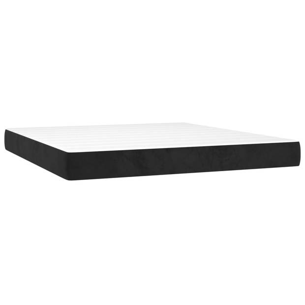 vidaXL Boxspring met matras en LED fluweel zwart 160x200 cm