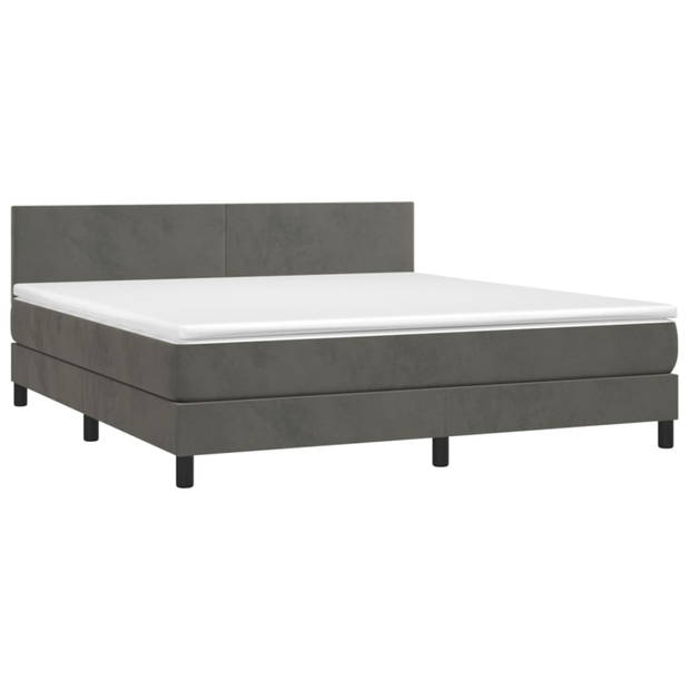 vidaXL Boxspring met matras en LED fluweel donkergrijs 180x200 cm