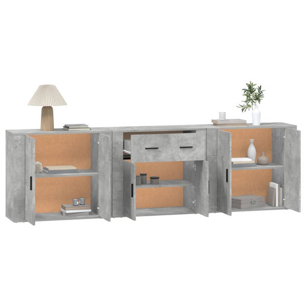 The Living Store Dressoir Betongrijs 80 x 33 x 70 cm - Duurzaam bewerkt hout