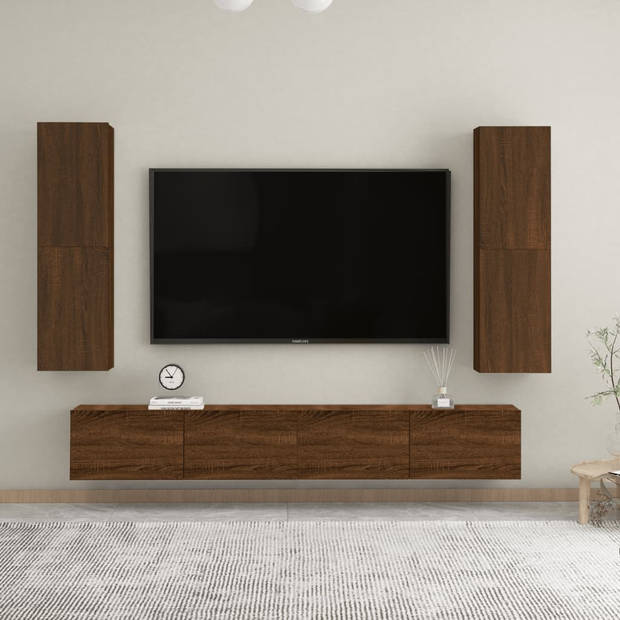 vidaXL Tv-wandmeubels 2 st 30,5x30x110 cm bruin eikenkleur