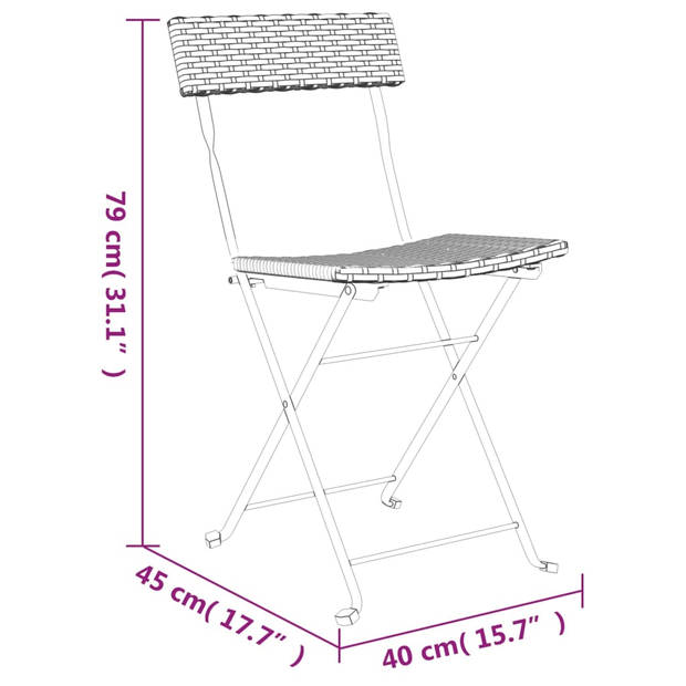 vidaXL Bistrostoelen 4 st inklapbaar poly rattan en staal zwart