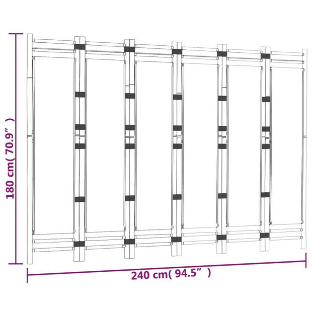 vidaXL Kamerscherm 6-panelen inklapbaar 240 cm bamboe en canvas