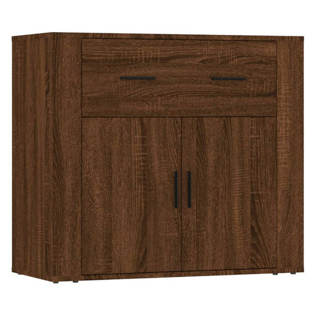 The Living Store Dressoir Bruineiken - 3 stuks - 80 x 33 x 70 cm - Bewerkt hout