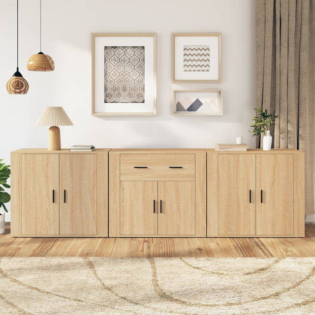 The Living Store Dressoirs - Dressoir - 80 x 33 x 70 cm - Sonoma Eiken