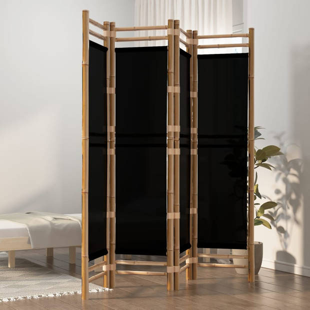 vidaXL Kamerscherm 4-panelen inklapbaar 160 cm bamboe en canvas