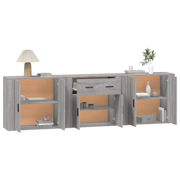 The Living Store Dressoir - Meubelen - 80 x 33 x 70 cm - Grijs Sonoma Eiken