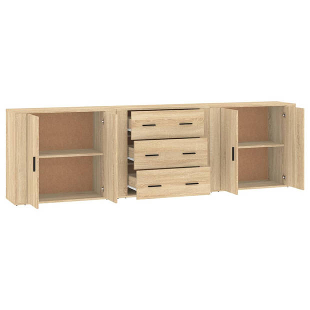 The Living Store Dressoir - Sonoma Eiken - Set van 3 - 80 x 33 x 70 cm