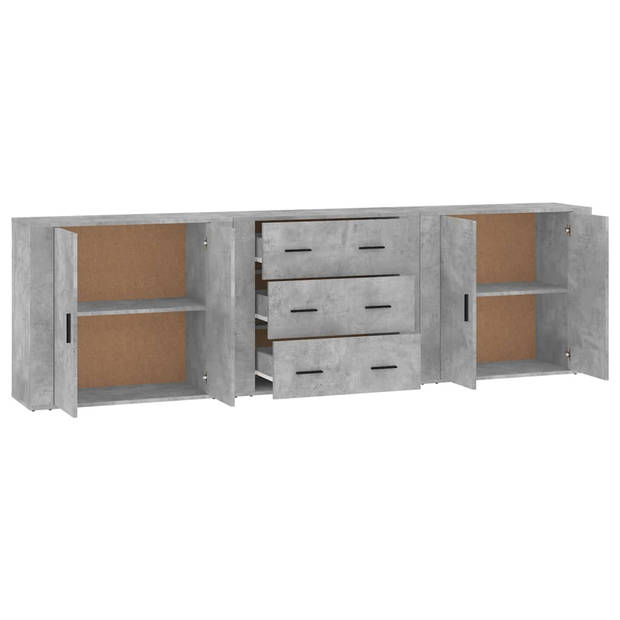 The Living Store Dressoir Betongrijs - Classic - Meubel - 80 x 33 x 70 cm - Duurzaam hout