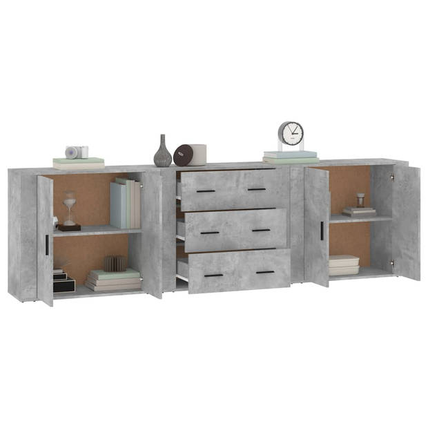 The Living Store Dressoir Betongrijs - Classic - Meubel - 80 x 33 x 70 cm - Duurzaam hout