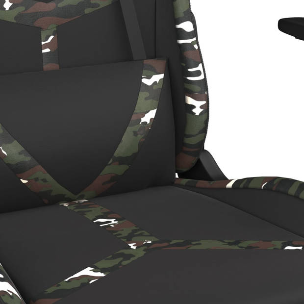 vidaXL Massage gamestoel met voetensteun kunstleer zwart en camouflage