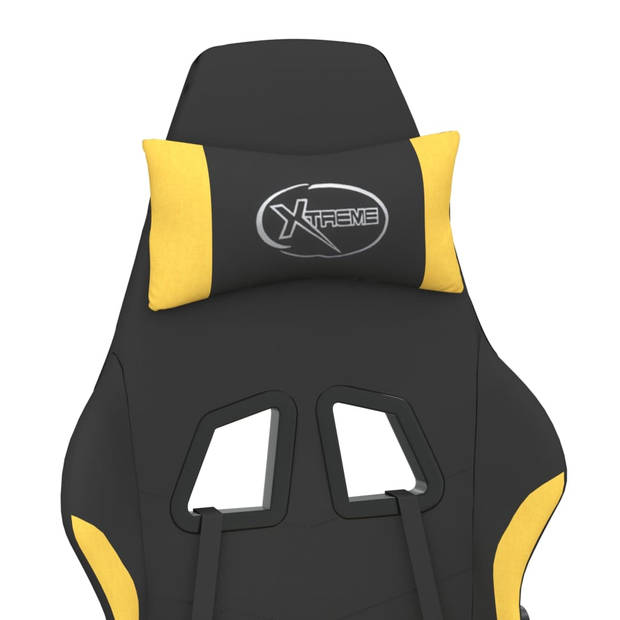 The Living Store Gamestoel - Black/Yellow - 66x58x(120-130) cm - Adjustable Backrest - Footrest