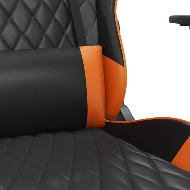 vidaXL Gamestoel met voetensteun kunstleer zwart en oranje