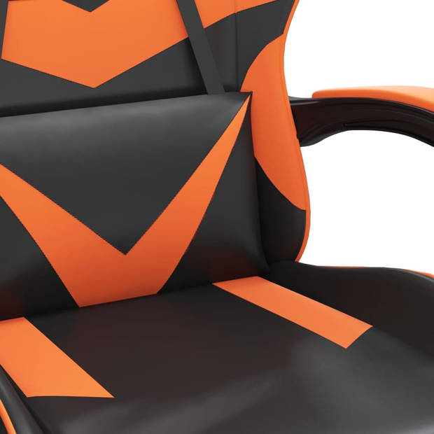 vidaXL Gamestoel draaibaar met voetensteun kunstleer zwart en oranje