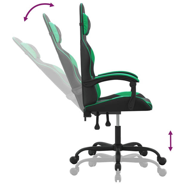The Living Store Gamestoel - Comfortabele stoel van duurzaam kunstleer - Inclusief extra kussens - Verstelbare