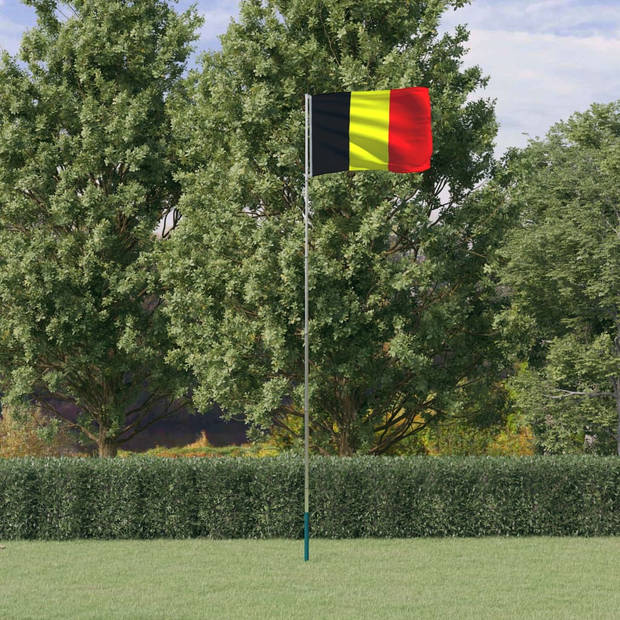 vidaXL Vlag met vlaggenmast Belgi?? 5,55 m aluminium