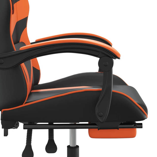 vidaXL Gamestoel draaibaar met voetensteun kunstleer zwart en oranje