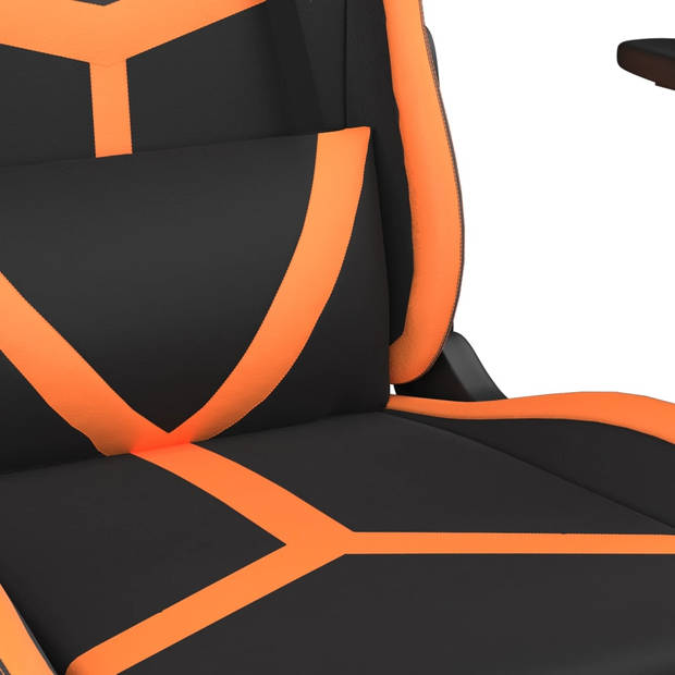 vidaXL Massage gamestoel met voetensteun kunstleer zwart en oranje
