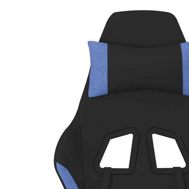 vidaXL Massage gamestoel met voetensteun stof zwart en blauw