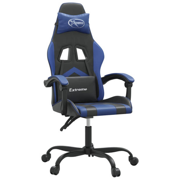 vidaXL Gamestoel kunstleer zwart en blauw