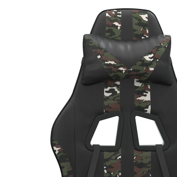 vidaXL Gamestoel draaibaar kunstleer zwart en camouflage