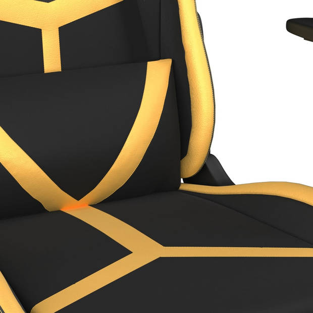 vidaXL Gamestoel met voetensteun kunstleer zwart en goudkleurig
