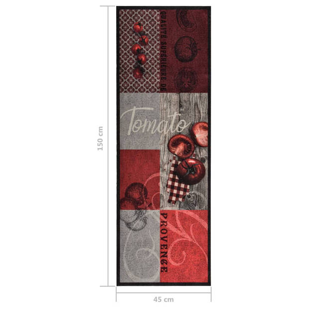 The Living Store Vloermat - Rechthoekig - 150x45 cm - Tomatenprint - Polyamide - Anti-slip