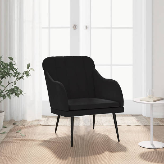 vidaXL Fauteuil 63x76x80 cm fluweel zwart