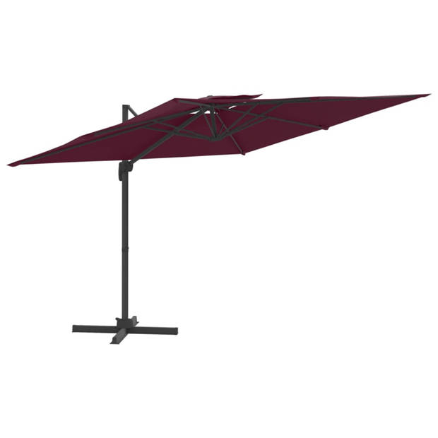 vidaXL Zweefparasol met dubbel dak 300x300 cm bordeauxrood