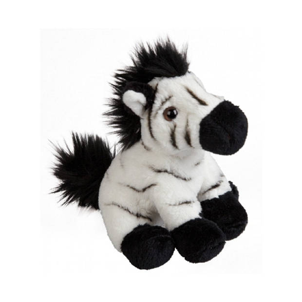 Safari dieren serie pluche knuffels 2x stuks - Zebra en Giraffe van 15 cm - Knuffeldier