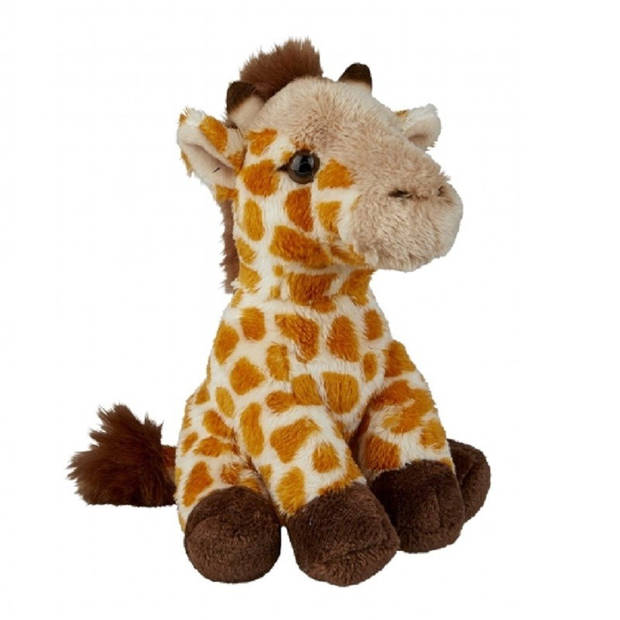 Safari dieren serie pluche knuffels 2x stuks - Zebra en Giraffe van 15 cm - Knuffeldier