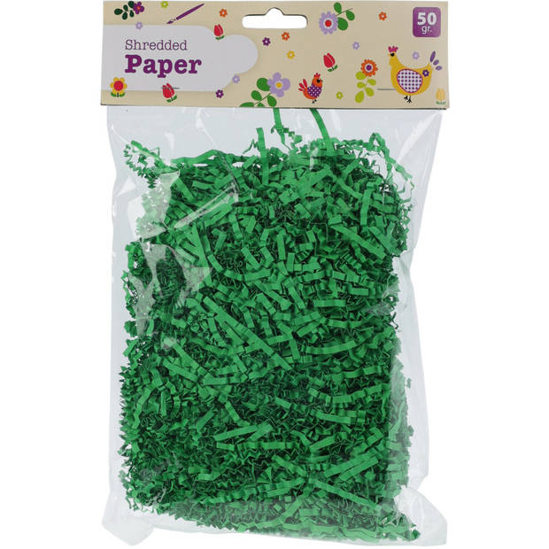 Set van 2x decoratie paasgras vulmateriaal - crepe papier - groen - 100 gram - Feestdecoratievoorwerp