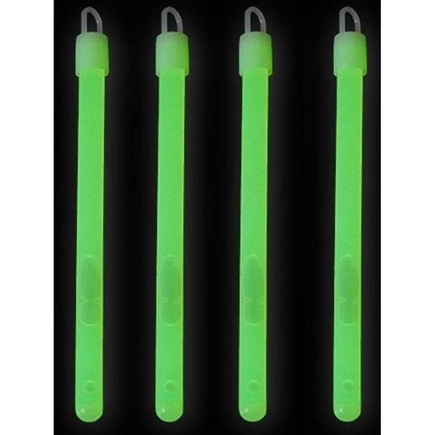 Set van 4x stuks neon glow in the dark party breaklights stick groen 20 cm - Verkleedattributen