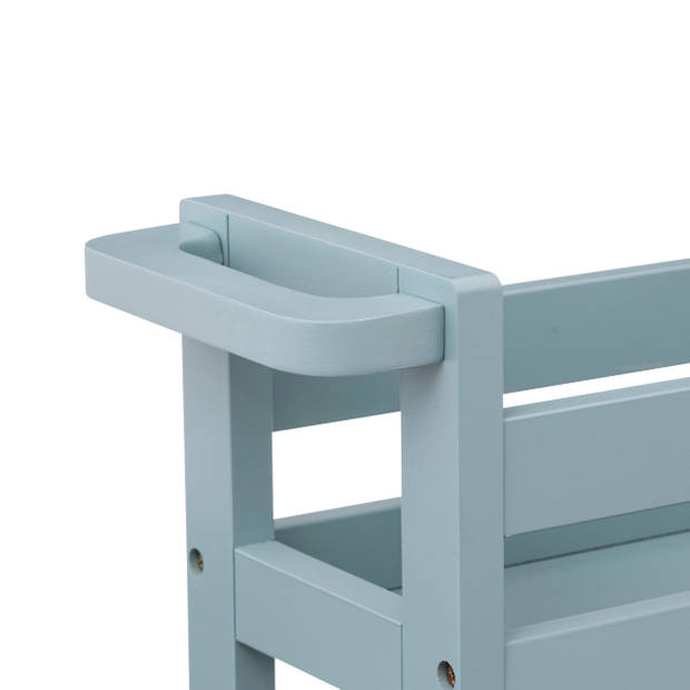 5Five Keuken of badkamer trolley 3-laags - ijsblauw - D15 x B40 x H75 cm - mdf hout - met wielen - Opberg trolley