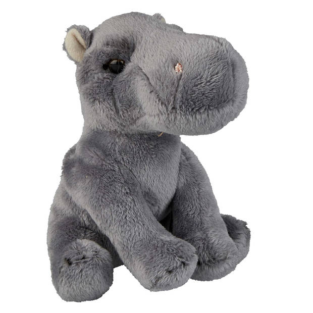 Safari dieren serie pluche knuffels 2x stuks - Olifant en Nijlpaard van 15 cm - Knuffeldier