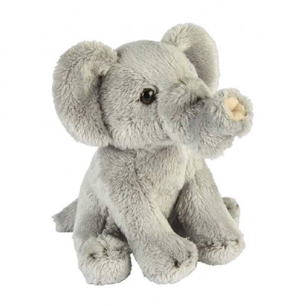 Safari dieren serie pluche knuffels 2x stuks - Olifant en Zwarte Panter van 15 cm - Knuffeldier