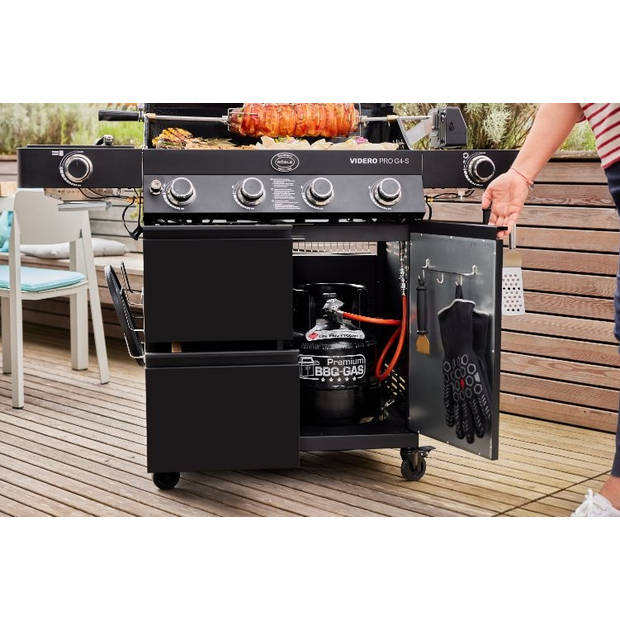 Rösle Barbecue - Barbecue Gas Videro Pro G4-S Vario+ 30 mbar (Model 2023) - Roestvast Staal - Zwart