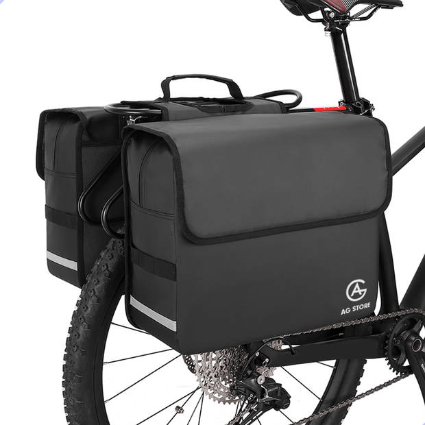 AG Fietstas -dubbele fietstas - fietstassen - Zwart - waterdicht - 37 Liter - elektrische fiets - Reflectoren