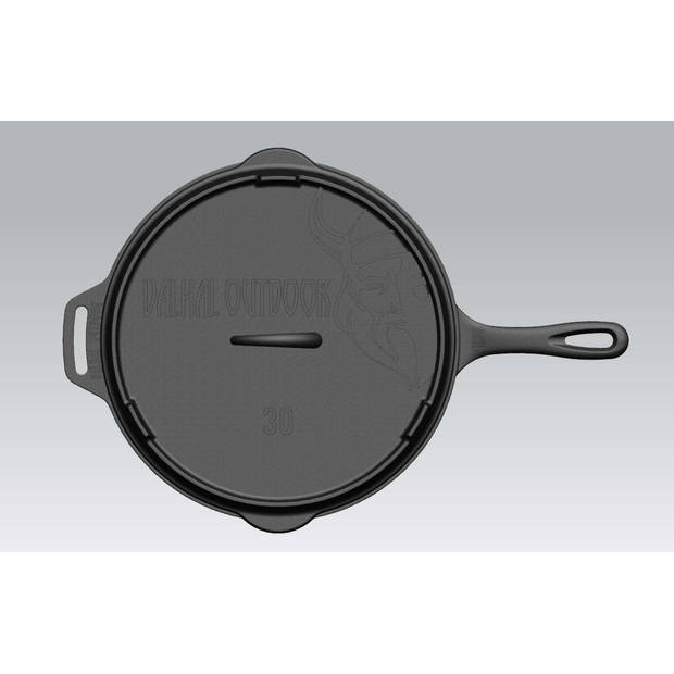 Valhal - Skillet Gietijzer Deksel ø 30 cm met Grillpatroon - Gietijzer - Zwart