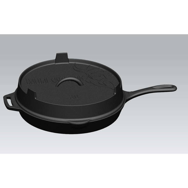 Valhal - Skillet Gietijzer Deksel ø 30 cm met Grillpatroon - Gietijzer - Zwart