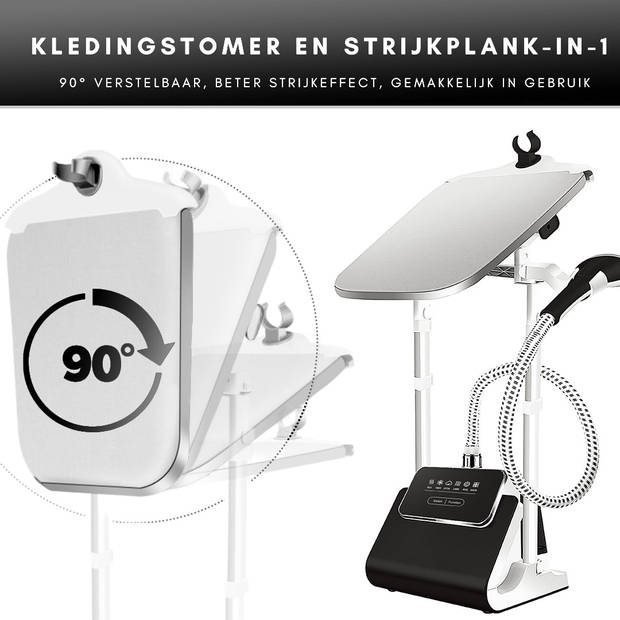Niceey Kledingstomer - 1800W - incl. Strijkplank - Zwart