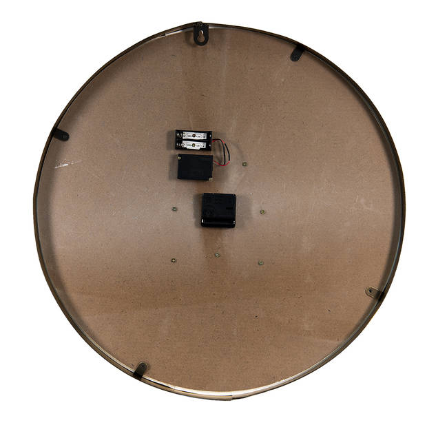 HAES DECO - Grote Wandklok 60 cm Wit Goudkleurig - Radarklok met draaiende tandwielen - Wijzerplaat Romeinse Cijfers