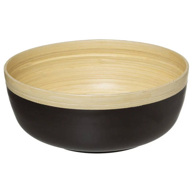 Secret de Gourmet Slakom/schaal met slacouvert - Bamboe hout - D30 cm - Saladeschalen