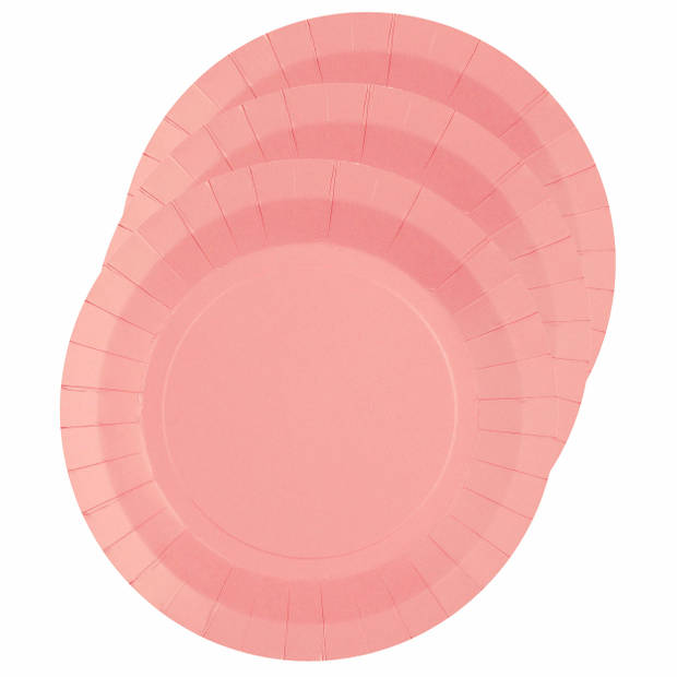 Santex Feest borden set - 40x stuks - roze - 17 cm en 22 cm - Feestbordjes