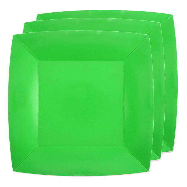 Santex 20x wegwerp bordjes en bekertjes - fel groen - Feestbordjes