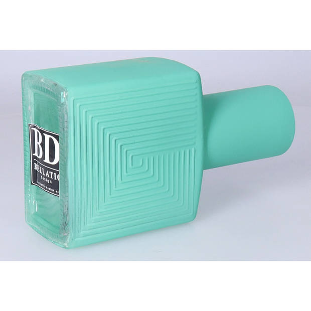 Bellatio Design Bloemenvaas - turquoise - matglas - D6 x H23 cm - Vazen