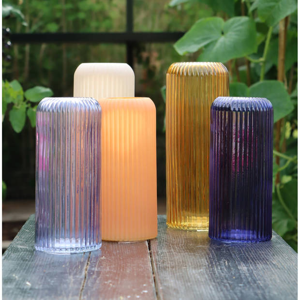 Bellatio Design Bloemenvaas - grijs - transparant glas - D10 x H25 cm - Vazen