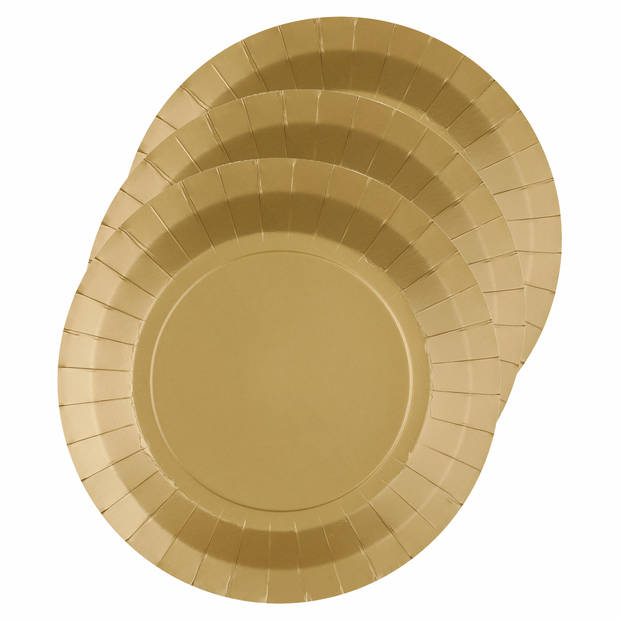 Santex Feest borden set - 40x stuks - goud - 17 cm en 22 cm - Feestbordjes