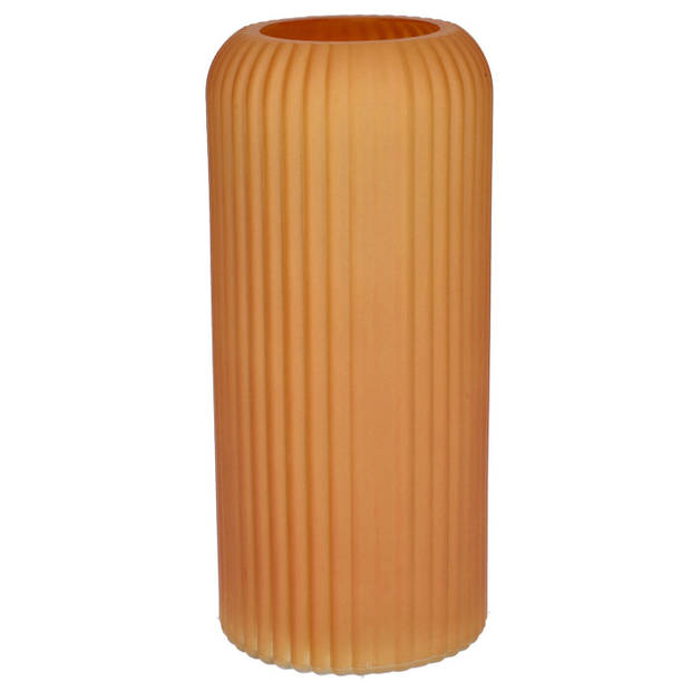 Bellatio Design Bloemenvaas - oranje - matglas - D9 x H20 cm - Vazen