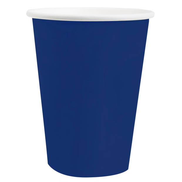 Santex feest bekertjes - 10x - kobalt blauw - papier/karton - 270 ml - Feestbekertjes